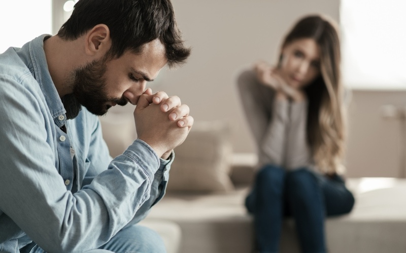 a distressed young man in treatment for alcoholism