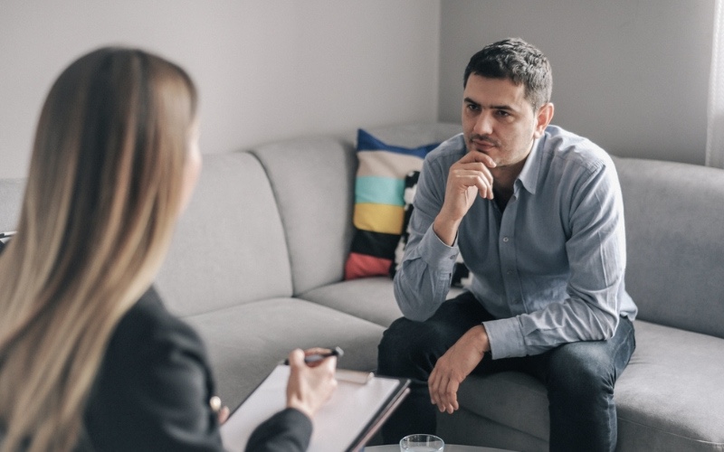 young man in treatment for addiction