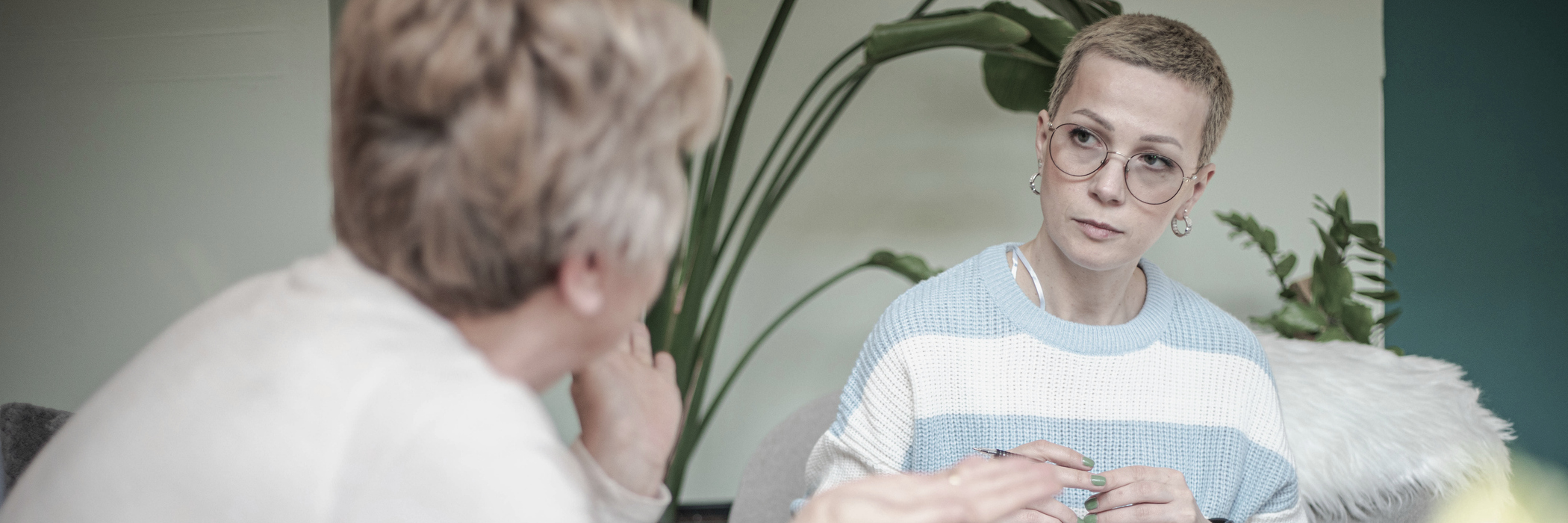 A woman in an outpatient therapy session in Peabody, MA.